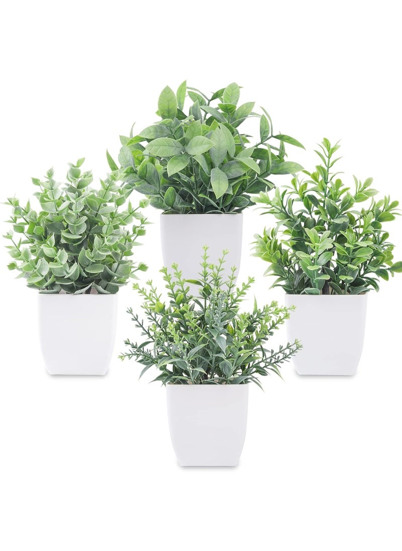 Generic 4 Pack Fake Plants Mini Artificial Greenery Potted Plants for Home Decor Indoor Office Table Room Farmhouse  - Image 1