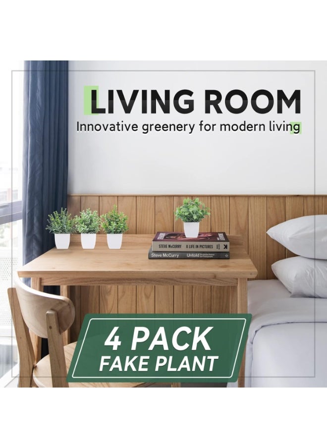 Generic 4 Pack Fake Plants Mini Artificial Greenery Potted Plants for Home Decor Indoor Office Table Room Farmhouse  - Image 5