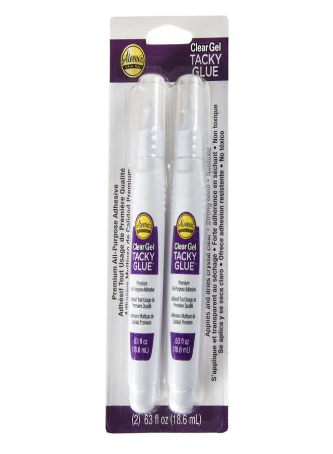 Aleene's Clear Gel Tacky Glue for Crafts, Nontoxic, Applies and Dries Clear, .63 fl oz 2-Pack Pens - Image 1