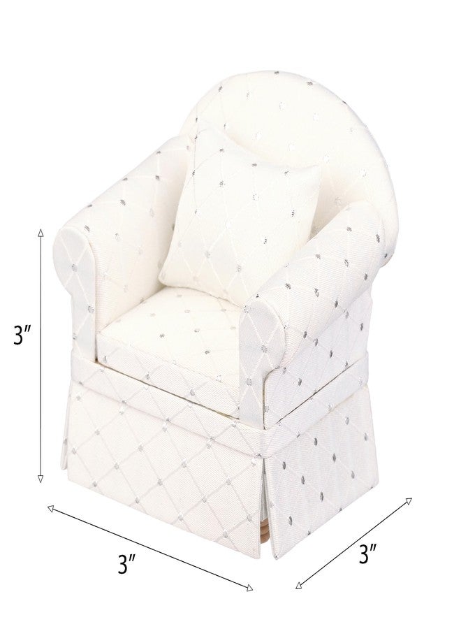 Inusitus Dollhouse Sofa Chair with Ottoman, Miniature Living Room Furniture Armchair, Accessories for 6 inch Dolls, 1/12 Scale, White - Image 4