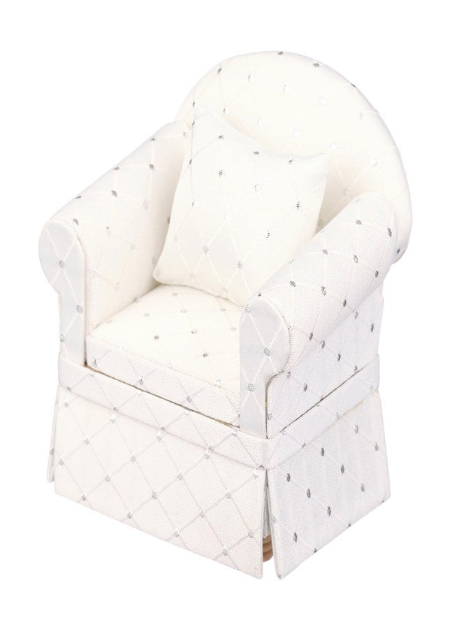 Inusitus Dollhouse Sofa Chair with Ottoman, Miniature Living Room Furniture Armchair, Accessories for 6 inch Dolls, 1/12 Scale, White - Image 2