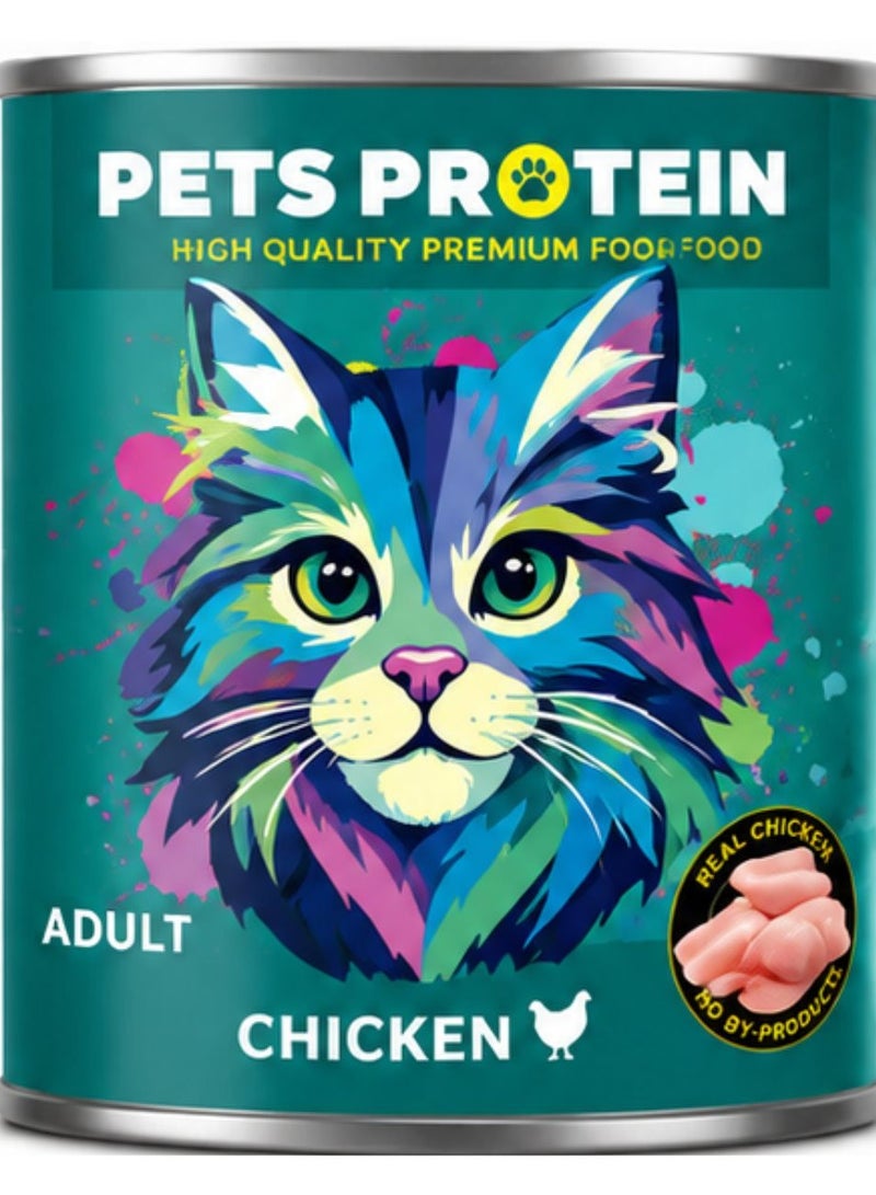 Pets Protein Adult Wet Cat Food with Chicken 400g Pack of 6 Cans Pets Zone - Image 2