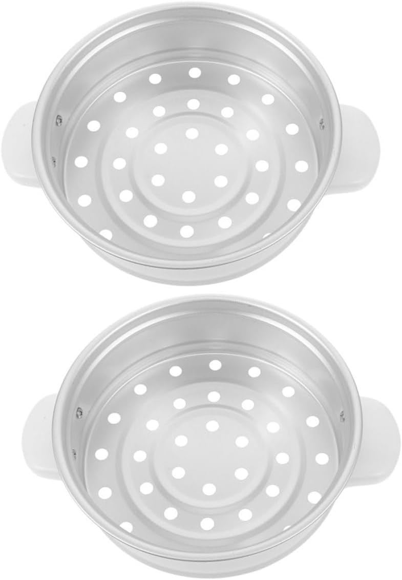 2pcs 2l Aluminum Food Steaming Basket Insert Universal Metal Steamer Rack for Rice Cooker Cooking Vegetables Dumplings Seafood with 19.4cm Diameter and 6.7cm Height - Image 1