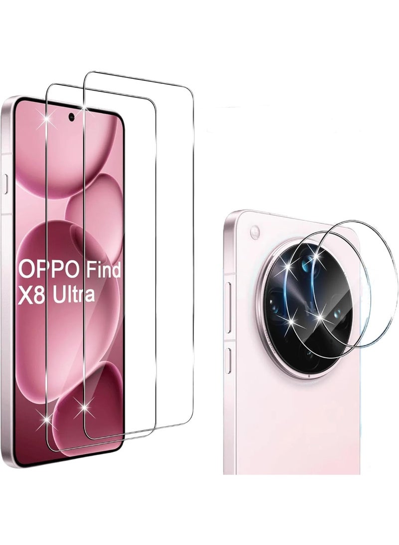 OPPO Find X8 Ultra Screen Protector, 【2+2 Pack】 Tempered Glass Film and Camera Lens Protector, 9H Hardness Definition Glass Screen Protector - Image 1