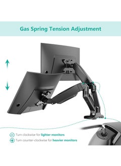 FlashHawk Dual Monitor Mount Fits 13 to 32 Inch Computer Screen, Height Adjustable Gas Spring Monitor Stand for 2 Monitors Holds up to 9Kg Each  - Image 3