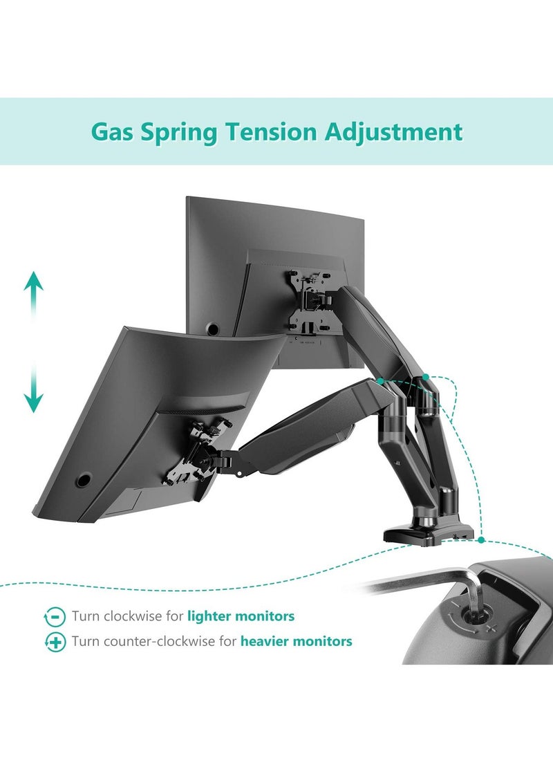 FlashHawk - Dual Monitor Mount Fits 13 to 32 Inch Computer Screen, Height Adjustable Gas Spring Monitor Stand for 2 Monitors Holds up to 9Kg Each - Image 1