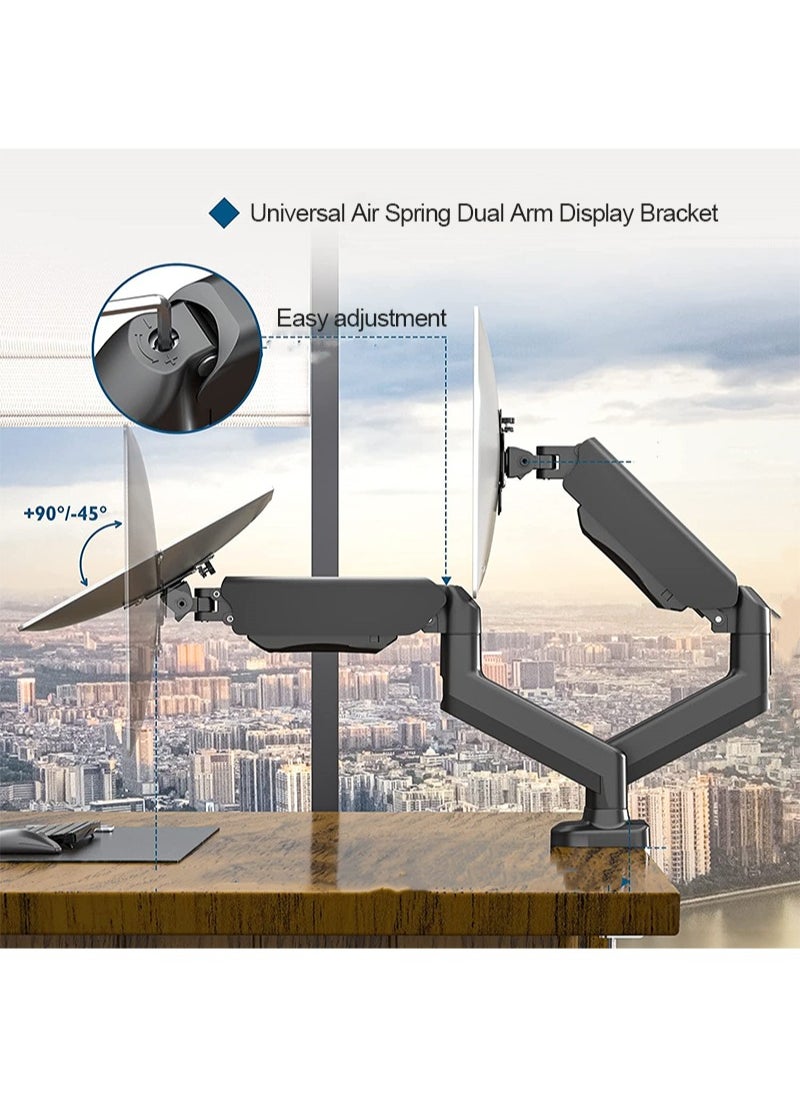 FlashHawk - Dual Monitor Mount Fits 13 to 32 Inch Computer Screen, Height Adjustable Gas Spring Monitor Stand for 2 Monitors Holds up to 9Kg Each - Image 1