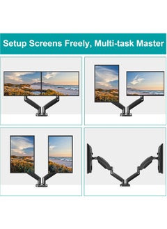 FlashHawk Dual Monitor Mount Fits 13 to 32 Inch Computer Screen, Height Adjustable Gas Spring Monitor Stand for 2 Monitors Holds up to 9Kg Each  - Image 5