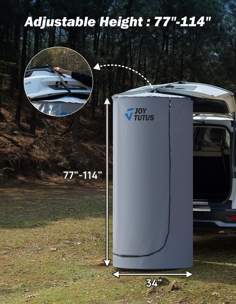 JOYTUTUS Pop-Up Shower Tent for Car, Easy Set-up SUV Tailgate Changing Tent with Suction Cups and Buckles for Beach, Outdoor Camping, Toilet, Portable Privacy Dressing Room with Moisture Barrier & Bag - Image 5