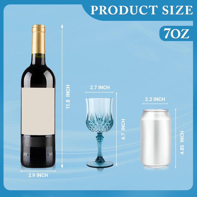 LEYIQU Plastic Wine Glasses, Plastic Goblets Vintage Style Cordial Unbreakable Drinking Glasses, Reusable Drinkware for Wedding Reception, Grand Event Party Supplies, Easter (24, Dusty Blue) - Image 3