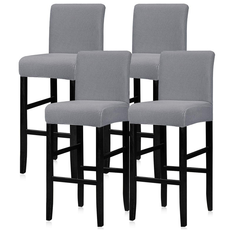 Lellen Reusable Pub Counter Stool Chair Covers Slipcover Stretch Removable Washable Dining Room Chair Covers Bar Stool Covers Bar Chair Covers Barstool Slipcover Set of 2Lightgrey