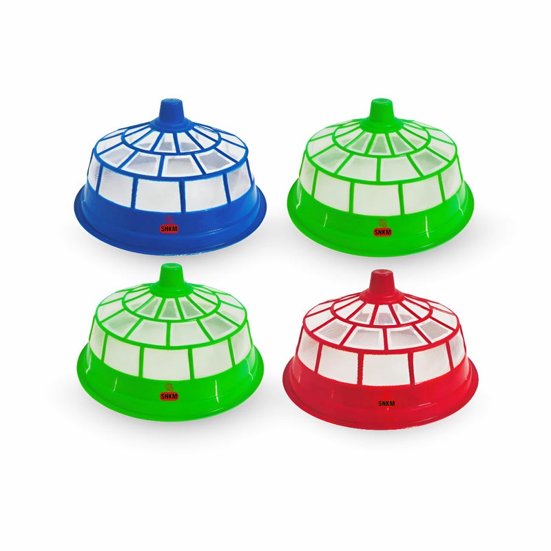 SNKM Food Cover Net Plastic Dome Big Size Round Net Kitchen Table | Flies Mosquitoes Insect Proof Dining Tables Covers | Fruits, Vegetable, Rice Cover (Large, 30cm/12 Inch Multicolor, Combo Pack of 4) - Image 1