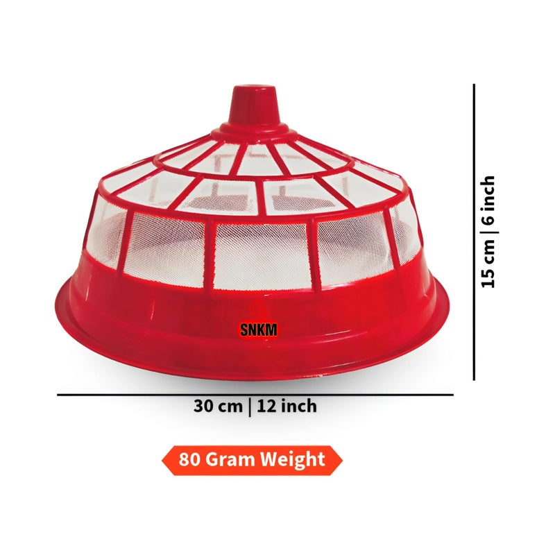 SNKM Food Cover Net Plastic Dome Big Size Round Net Kitchen Table | Flies Mosquitoes Insect Proof Dining Tables Covers | Fruits, Vegetable, Rice Cover (Large, 30cm/12 Inch Multicolor, Combo Pack of 4) - Image 3