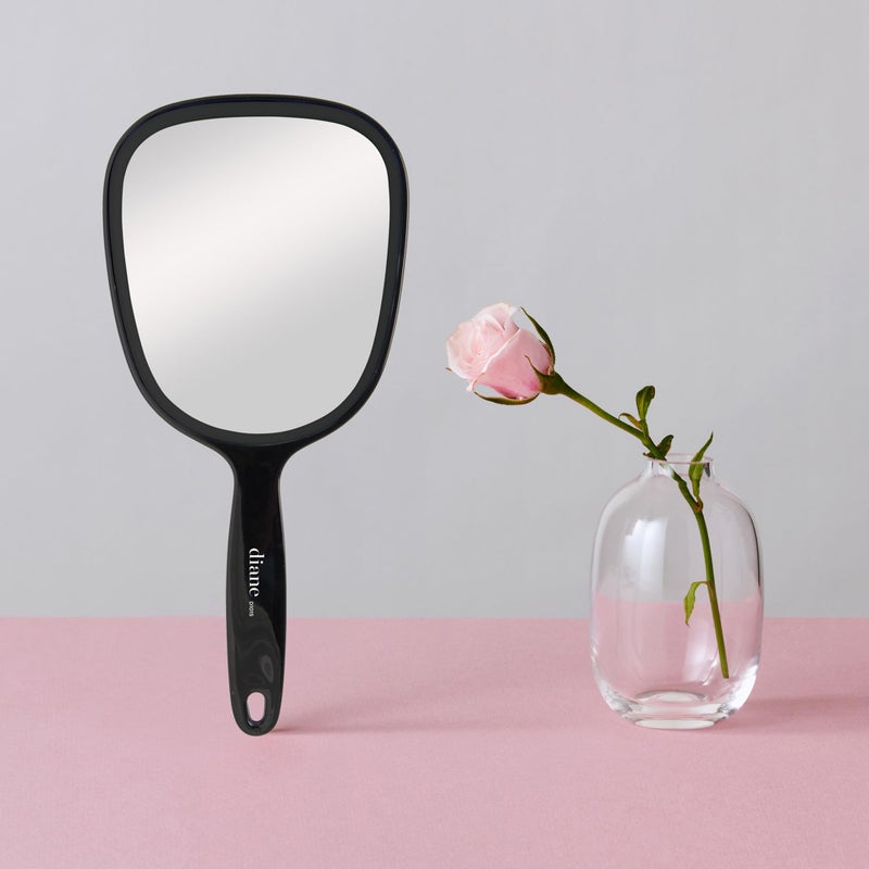 Diane Standard 1X Magnification Hand Mirror, Single Sided Hand Held Mirror with Handle for Salon, Barber, Grooming, Vanity, Shaving, and Travel, Medium, 5" x 11", Black - Image 3