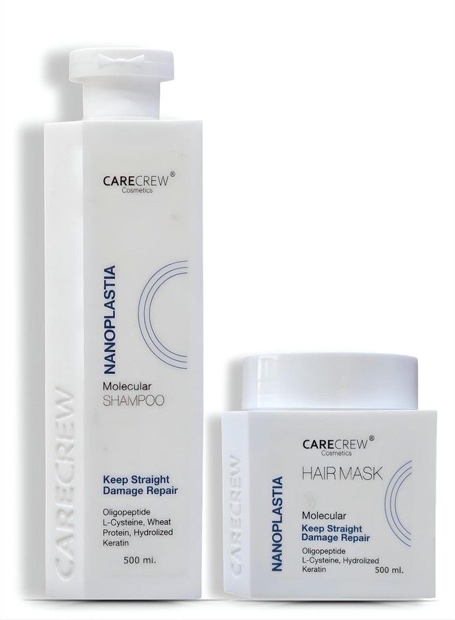 Nexify india CARECREW Nanoplastia Shampoo & Hair Mask Set | Molecular Hair Treatment for Damaged Hair | Keep Straight, Frizz-Free & Smooth | With Oligopeptide, L-Cysteine, Hydrolyzed Keratin | 500ml Each - Image 1