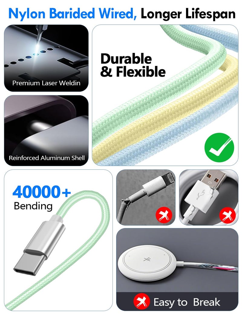 xiwxi Travel Essentials for Apple Watch Charger,iPhone Charger,3 in 2 Type C/L/Magnetic Fast Charging Cable,Multi Charging Cable Portable Designed for iWatch Series,iPhone 17-11,Galaxy S26-S21,Car-4FT - Image 5
