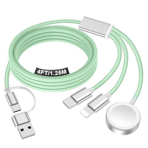xiwxi Travel Essentials for Apple Watch Charger,iPhone Charger,3 in 2 Type C/L/Magnetic Fast Charging Cable,Multi Charging Cable Portable Designed for iWatch Series,iPhone 17-11,Galaxy S26-S21,Car-4FT - Image 1