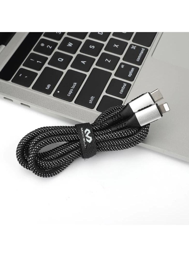 ميكسل كابل MICCELL شحن سريع قماش للأيفون PD بطول 1.2 متر - Image 1