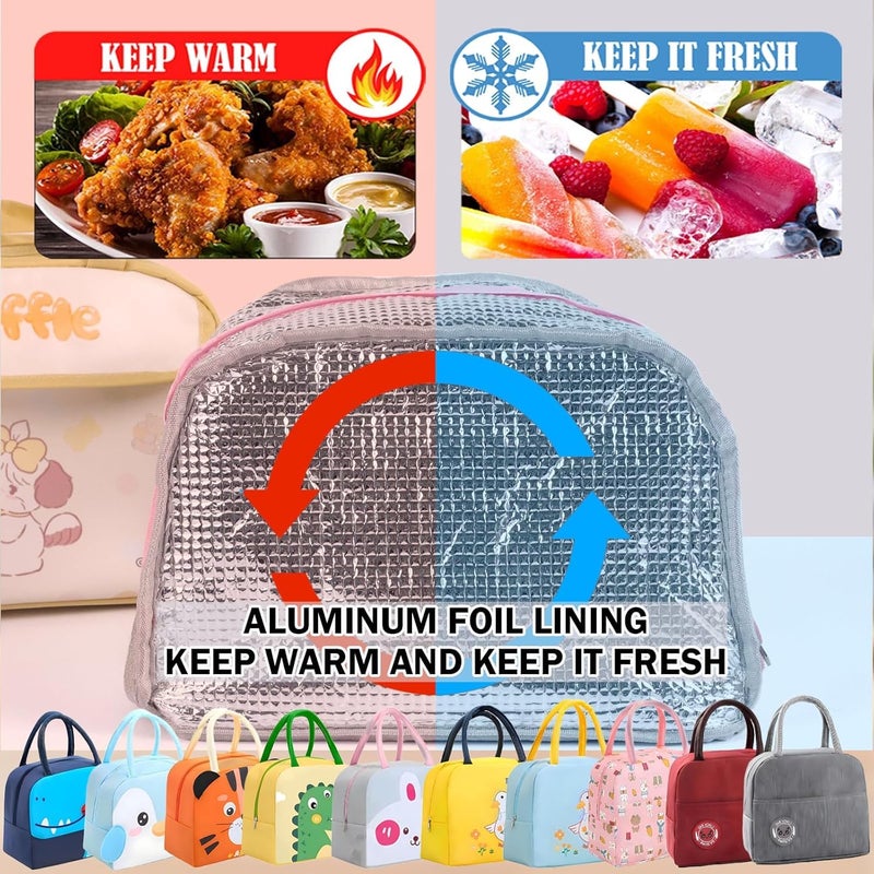 Flywind Kids Lunch Bag for Girls Boys Students | Small Foldable Waterproof Lunch Box for Travel Picnic School | Reusable Cartoon Insulated Lunchbag (Yellow Duck) - Image 3