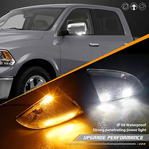 HERCOO LED Side Mirror Turn Signal Puddle Light Lamp Housing Cover Compatible with Dodge Ram 1500 2009-2018, Dodge Ram 2500 2010-2018, Ram 1500 Classic 2019-2022, Replacement for 68064949AA - Image 3