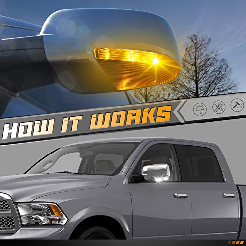 HERCOO LED Side Mirror Turn Signal Puddle Light Lamp Housing Cover Compatible with Dodge Ram 1500 2009-2018, Dodge Ram 2500 2010-2018, Ram 1500 Classic 2019-2022, Replacement for 68064949AA - Image 5