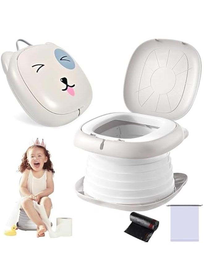 Gonice Portable Potty Training Seat for Toddler Travel,Toilet Potty Chair Potty Training Toilet Seat with Storage Bag Emergency Folding Toilet Toddler Travel Potty Seat Home Car Camping Use (Grey)  - Image 1