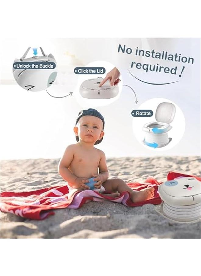 Gonice Portable Potty Training Seat for Toddler Travel,Toilet Potty Chair Potty Training Toilet Seat with Storage Bag Emergency Folding Toilet Toddler Travel Potty Seat Home Car Camping Use (Grey)  - Image 4