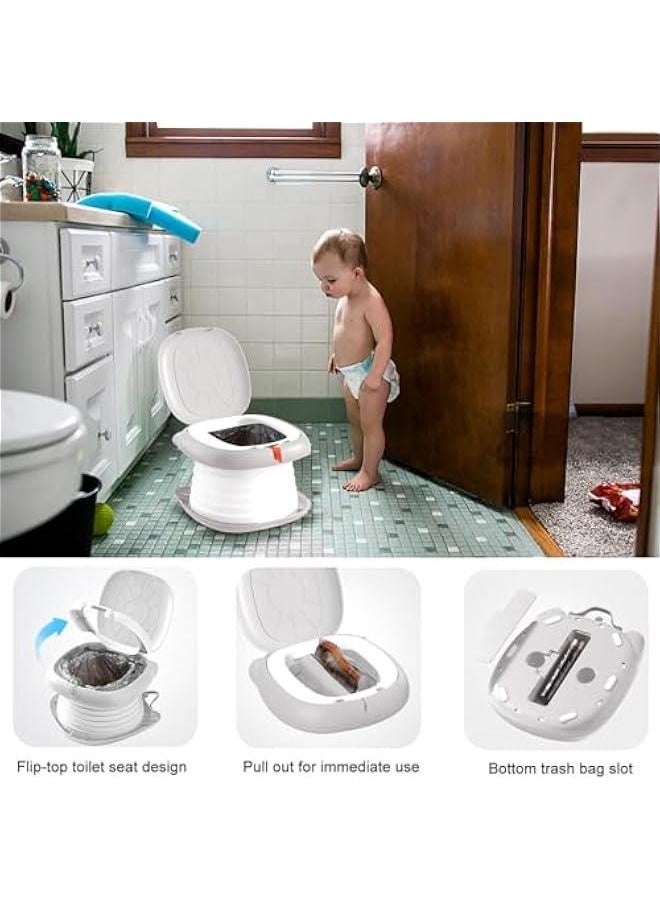 Gonice Portable Potty Training Seat for Toddler Travel,Toilet Potty Chair Potty Training Toilet Seat with Storage Bag Emergency Folding Toilet Toddler Travel Potty Seat Home Car Camping Use (Grey)  - Image 5