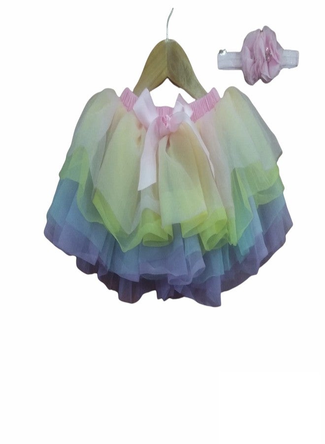 KuJee Multi Color Tulle Tutu Skirt for Baby Girl with Headband (Age: 2-3 Yrs) - Image 1