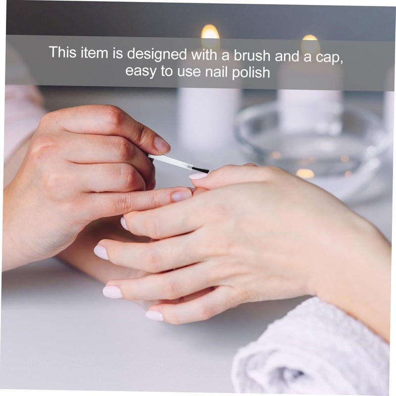 OUNONA 6pcs Transparent Nail Polish Bottles with Brush and Black Cap Empty Glass Nail Gel Containers for Refill Portable Flat Sided Cosmetic Storage - Image 3