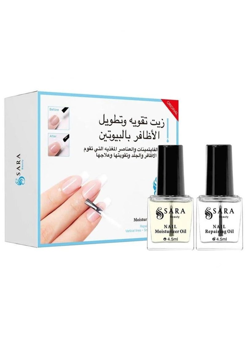 SARA BEAUTY & CARE Nail Strengthening and Lengthening Oil Set with Biotin 2*4.5 ml - Image 1