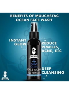 MUUCHSTAC Ocean Face Wash For Men Fights Acne & Pimple Skin Whitening & Brightening All Skin Types No Sls Silicone And Paraben 100 Ml  - Image 4