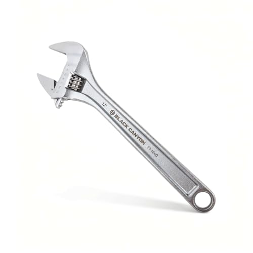 BLACK CANYON Adjustable Wrench 12 Inch, Wide Jaw Spanner with Imperial and Metric, Premium Chrome Forged Steel for Automotive Plumbing, Household Repairs and DIY - Image 1