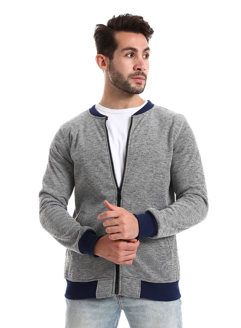 Caesar Men Sweatshirt With Front Pockets And Through Zipper - Image 1