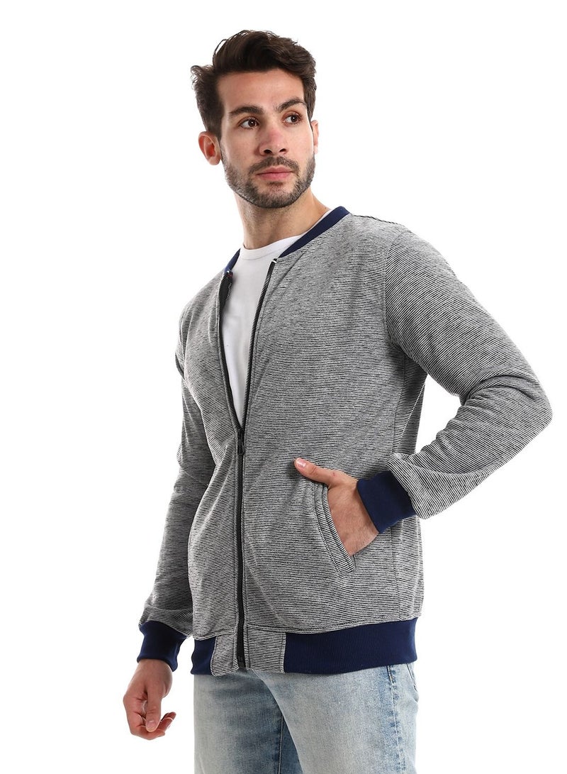 Caesar Men Sweatshirt With Front Pockets And Through Zipper - Image 2