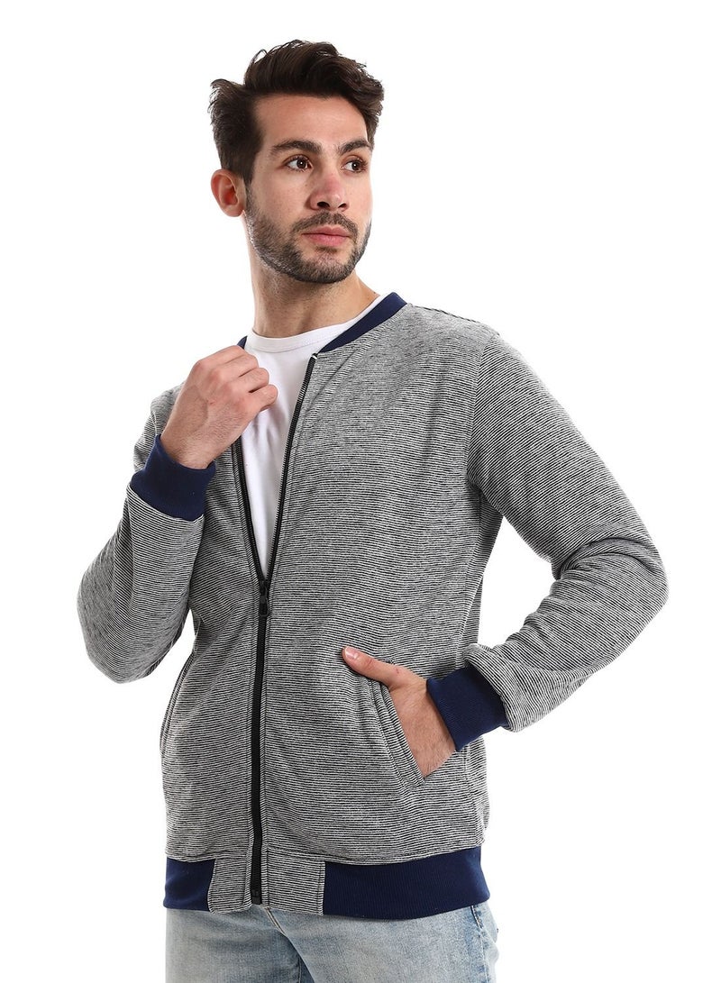 Caesar Men Sweatshirt With Front Pockets And Through Zipper - Image 3