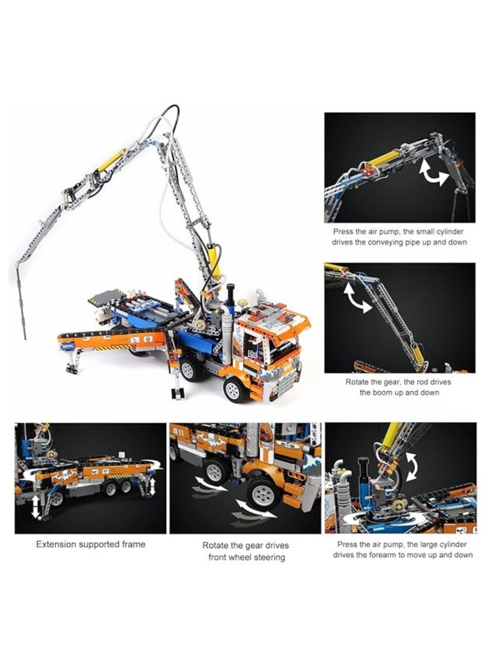 mould king 19014 Educational Pneumatic Concrete Pump Truck, Heavy Duty Tow Truck Building Block Toy, Crane Toy for Boys & Girls  - Image 2