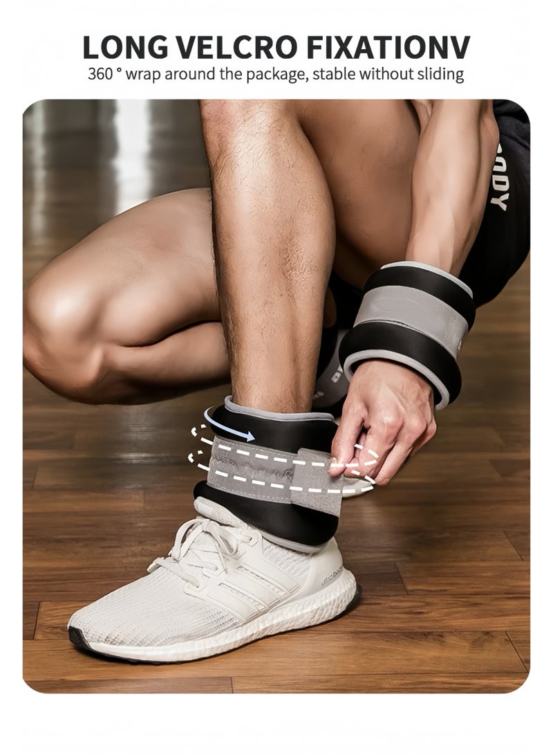 Lee Yon 2-Piece Ankle Weights Leg Arm Weights Wrist Weights Set with Adjustable Strap for Jogging, Gymnastics, Aerobics, Physical Therapy-1KG Pair, Black/Grey - Image 4