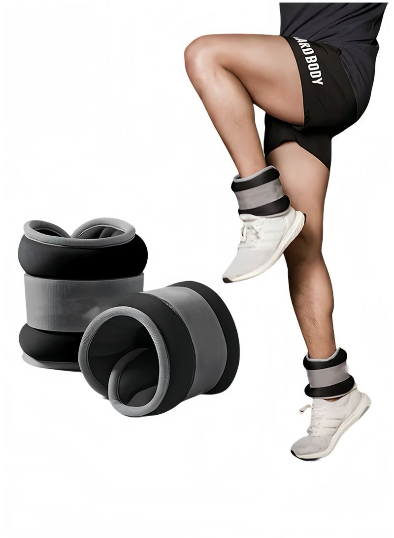 Lee Yon 2-Piece Ankle Weights Leg Arm Weights Wrist Weights Set with Adjustable Strap for Jogging, Gymnastics, Aerobics, Physical Therapy-1KG Pair, Black/Grey - Image 1