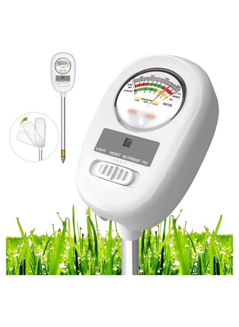 SOLARAE Upgraded 4-in-1 Soil Tester: Moisture, pH, Light, and Nutrient Meter for Garden, Lawn, Farm, Indoor & Outdoor Use - Essential Tool for Healthy Plants and Soil Care. - Image 1