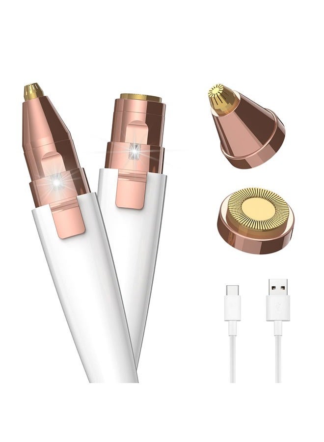 JNATER Eyebrow Razor,Facial Hair Removal for Women, (USB Rechargeable), 2 in 1 Eyebrow Trimmer and 100% Painless Hair Remover with Light for Nose, Lips, Face, Body - Image 1