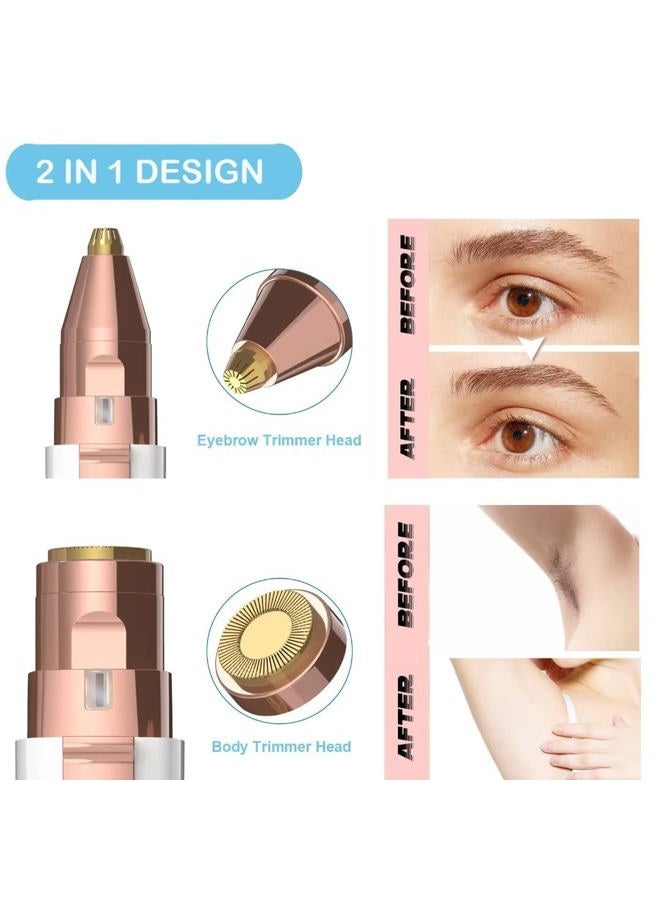 JNATER Eyebrow Razor,Facial Hair Removal for Women, (USB Rechargeable), 2 in 1 Eyebrow Trimmer and 100% Painless Hair Remover with Light for Nose, Lips, Face, Body - Image 2