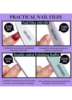 HS 12 PCS Nail Files And Buffer Block Set, Cuticle Nippers with 100/180 Emery Boards Nail Buffer Kit, Pusher Toenail Lifter Peeler Scraper Nail Brush, For Manicure And Pedicure Tools (Purple)  - Image 3