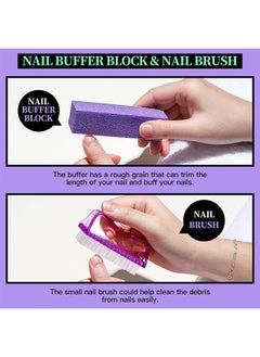 HS 12 PCS Nail Files And Buffer Block Set, Cuticle Nippers with 100/180 Emery Boards Nail Buffer Kit, Pusher Toenail Lifter Peeler Scraper Nail Brush, For Manicure And Pedicure Tools (Purple)  - Image 4