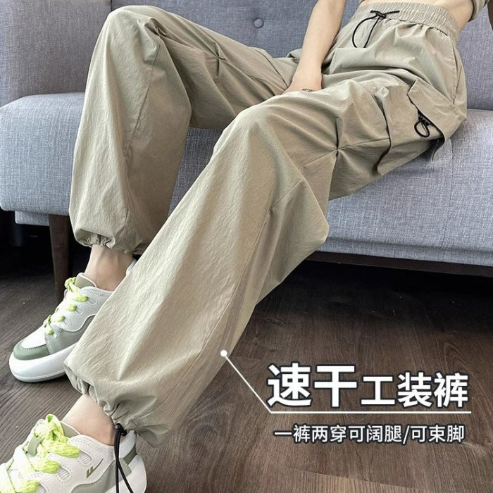 Autumn and Winter New Wide Leg Pants Womens Design Sense Niche Loose Meat Covering Slimming High Street Multi-Pocket Straight Overalls Wine red - Image 4