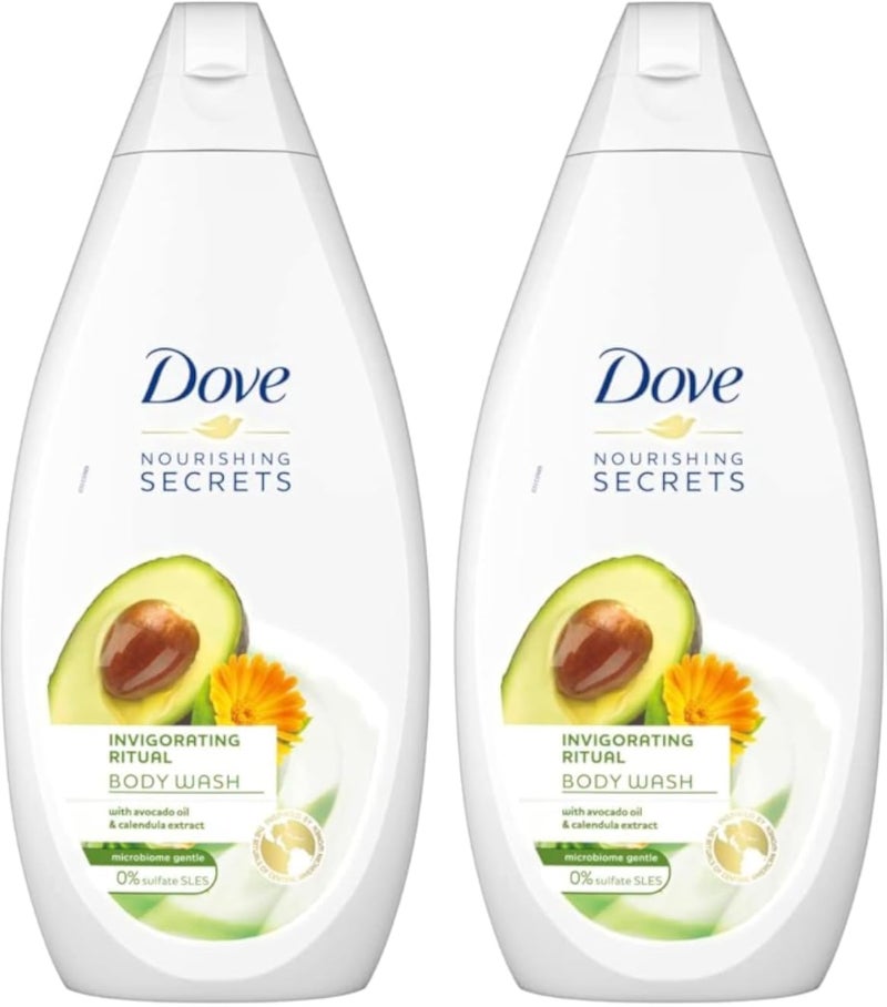 Dove Nourishing Secrets Hydrating Shower Gel Made with Avocado oil &amp; Calendula extract Naturally derived Cleansers Invigorating Ritual 500ML (Pack of 2)