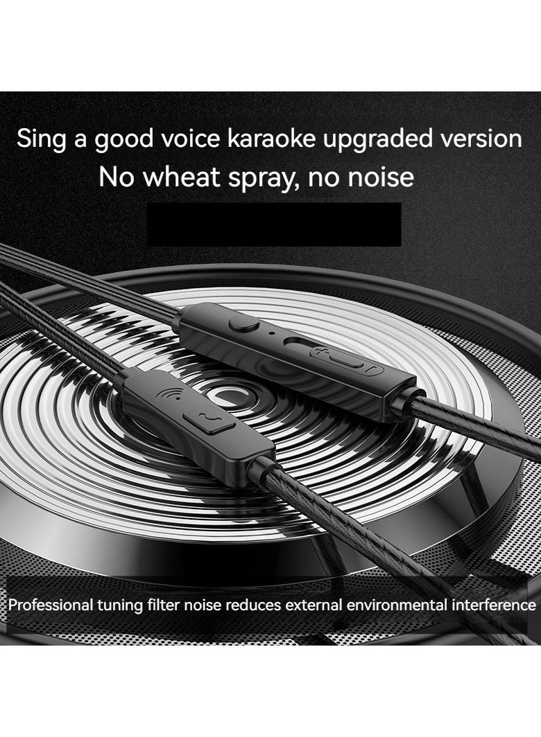 Luminous subwoofer in-ear headphones 3.5mm round hole direct plug wired headphones with microphone (white gold)  - Image 2