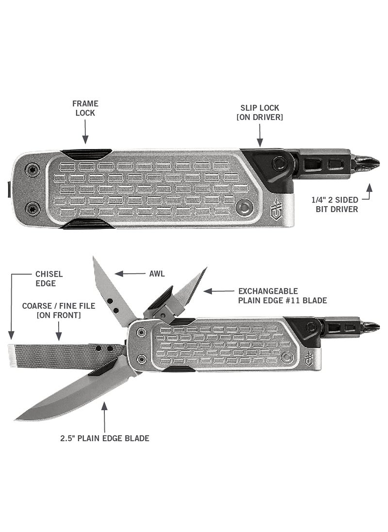 Gerber Gerber Gear Lockdown Driver 7-in-1 EDC Multitool - 2.5" Plain Edge Blade, Scissors, Bit Driver - Gifts for Men, Everyday Carry Gear and Survival Equipment - Silver  - Image 3
