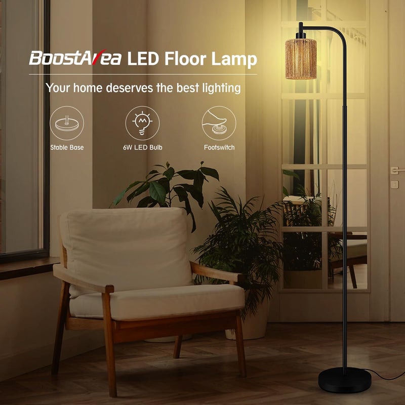 BoostArea Industrial Floor Lamp, Standing Lamp with Lampshade, 6W LED Bulb Included, Modern Floor Lamp with Foot Switch, Bright LED Lamp for Living Room and Bedroom, Office - Image 2