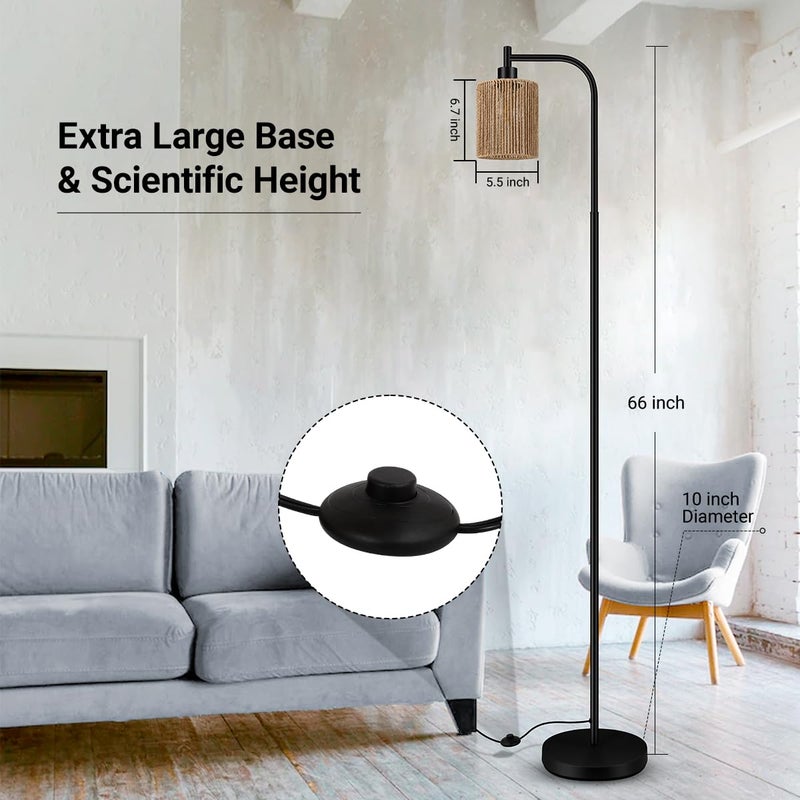 BoostArea Industrial Floor Lamp, Standing Lamp with Lampshade, 6W LED Bulb Included, Modern Floor Lamp with Foot Switch, Bright LED Lamp for Living Room and Bedroom, Office - Image 4